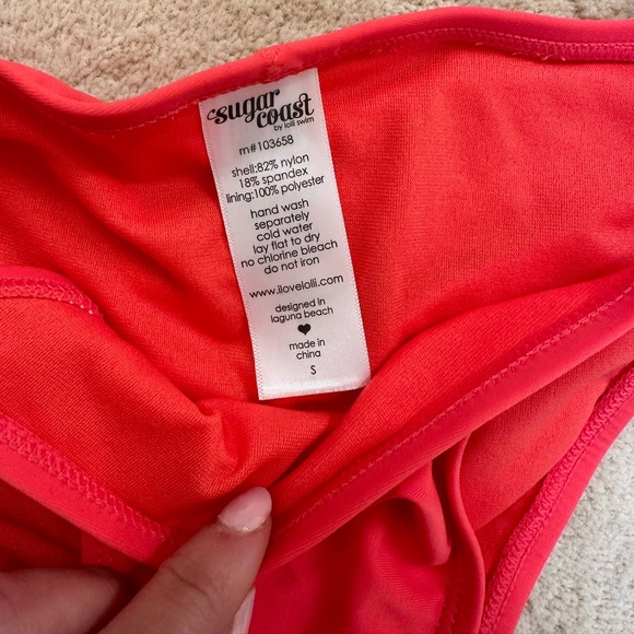 Sugar Coast pink Pineapple bikini ruched back - small - NWOT - Picture 3 of 6